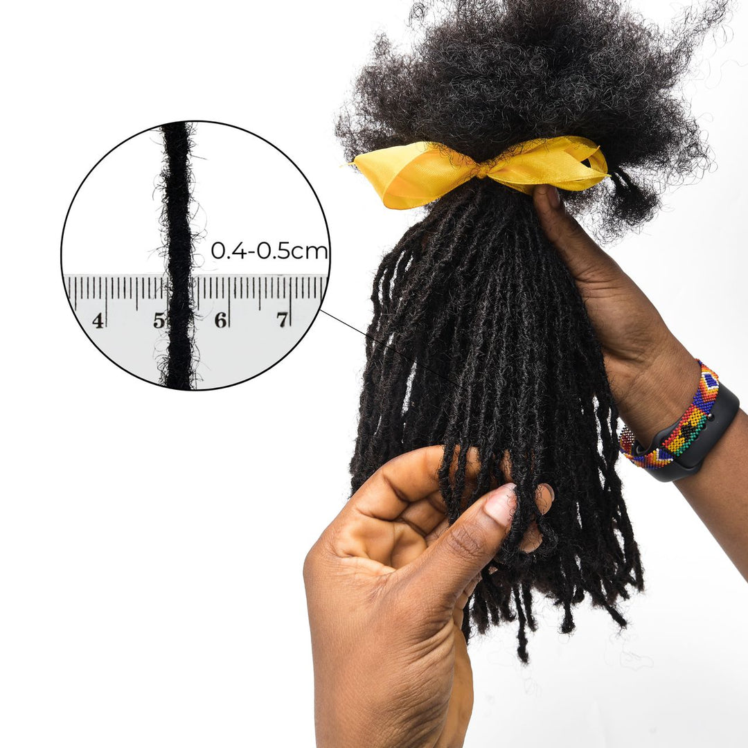 Small Textured Intalocs (Interlocked) 0.4-0.5cm | 10 locs per bundle | 100% Human Hair