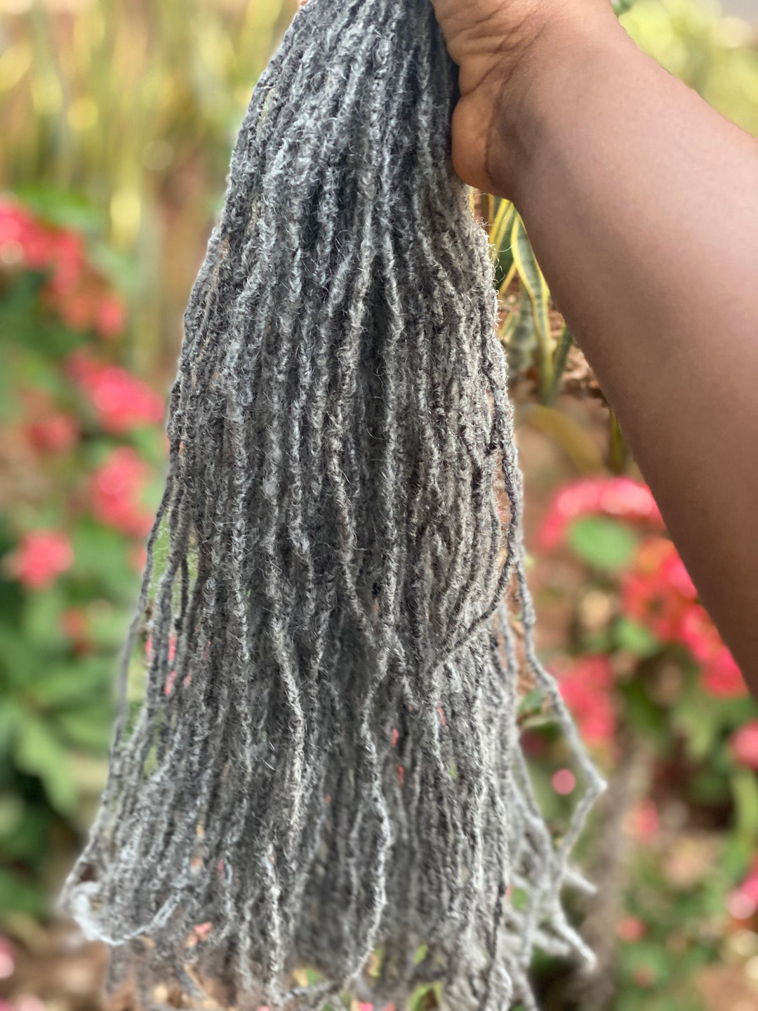 Salt and Pepper Textured Intalocs. (Sika Locs) 0.3-0.35cm 10 locs per bundle. 100% human hair. Interlocked Locs
