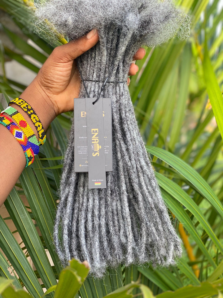 100% Human Hair Salt and Pepper Dreadlocks. Afro Kinky Human Hair Dreadlock Extensions. 10 locs Per Bundle