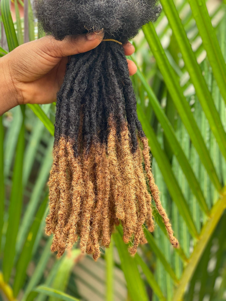 Textured Intalocs small (0.4-0.5cm) Human hair dreadlocks extensions with honey blonde tips | 50 locs per bundle