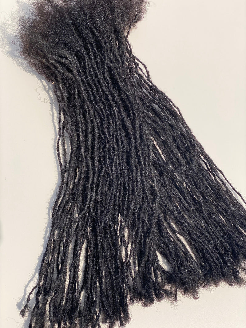 Extra Small Loc extensions. 300 locs per bundle. 100% Afro Kinky Human Hair Dreadlocks Extensions.