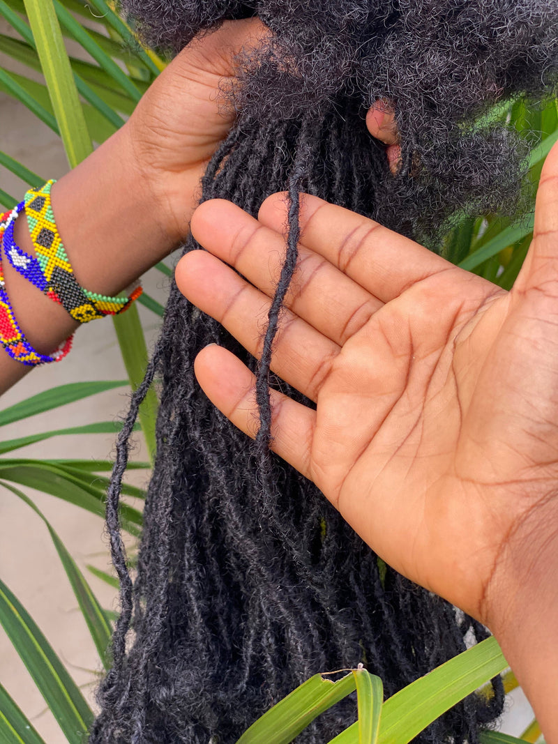Textured Intalocs. (Sika Locs) 0.3-0.35cm 10 locs per bundle 100% human hair. Interlocked Locs