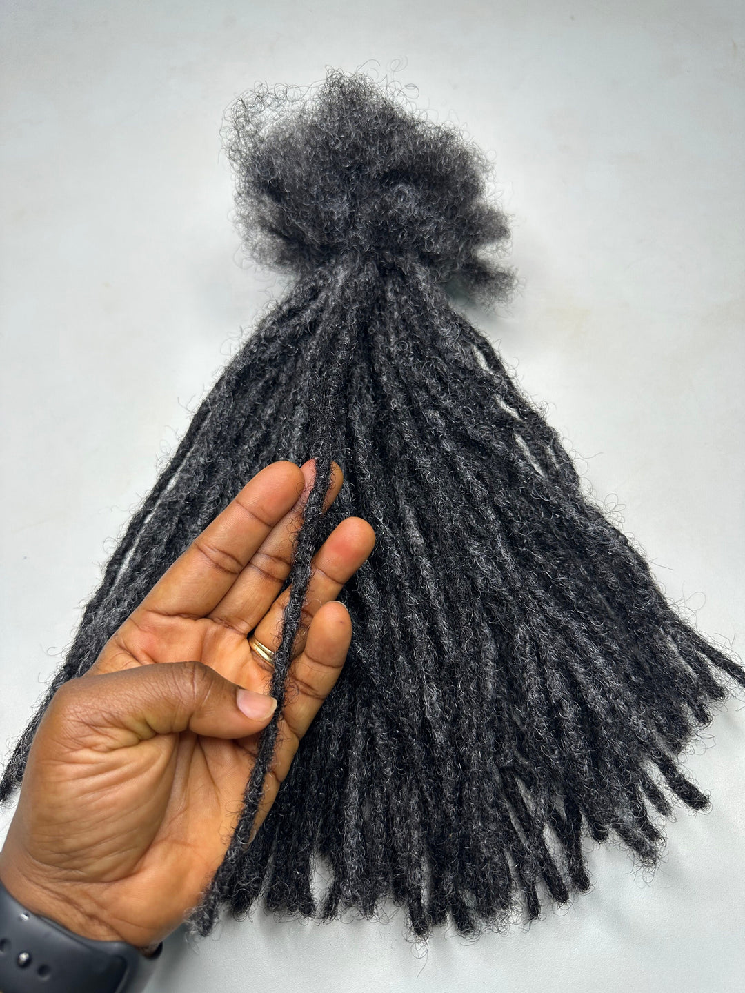 Dark Salt and Pepper Dreadlocks. Afro Kinky Human Hair Dreadlock Extensions. 50 locs Per Bundle