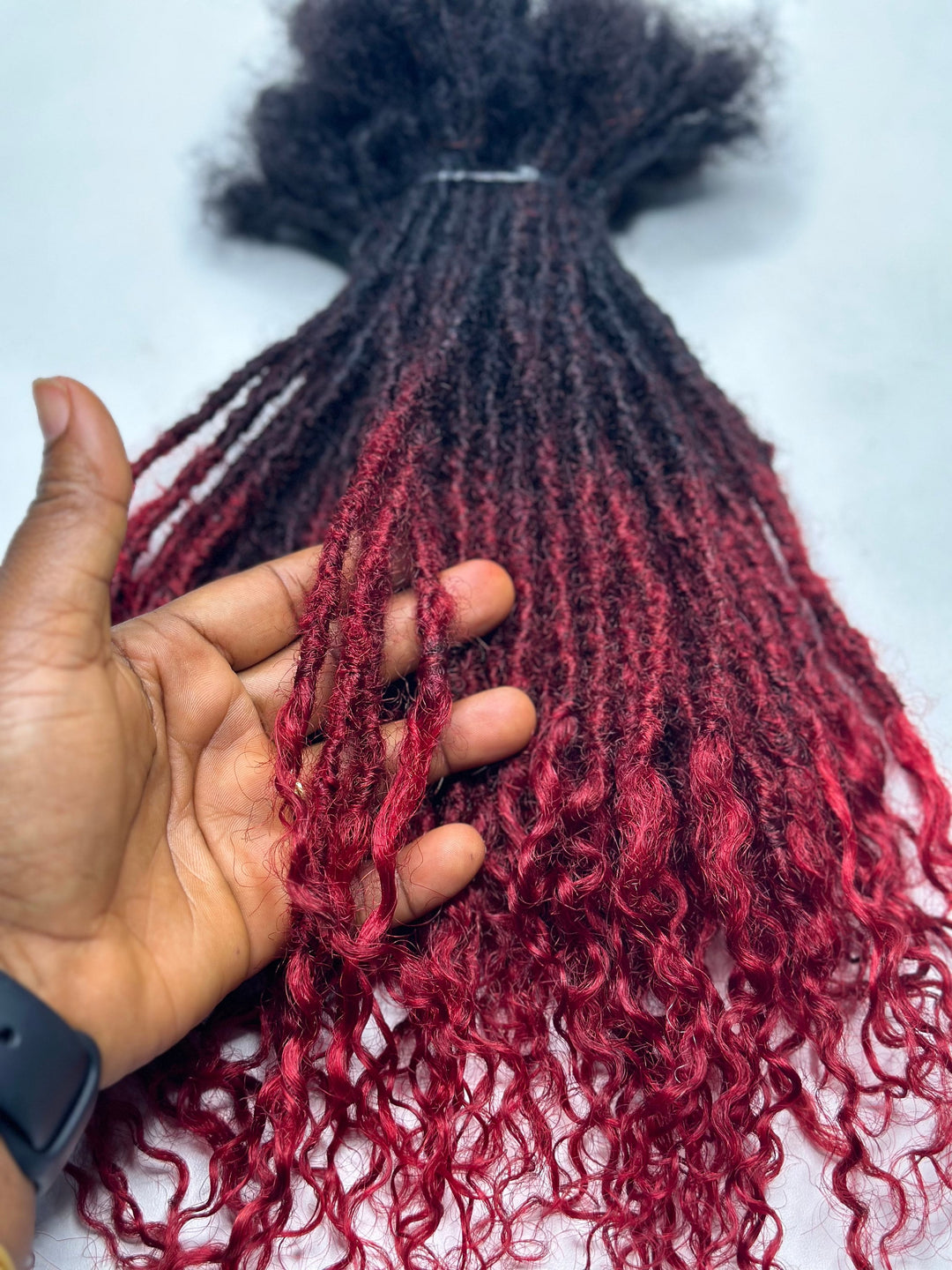 Red-Wine Human Hair Dreadlocks Extensions| Textured Intalocs (0.4-0.5cm) | 50 locs per bundle